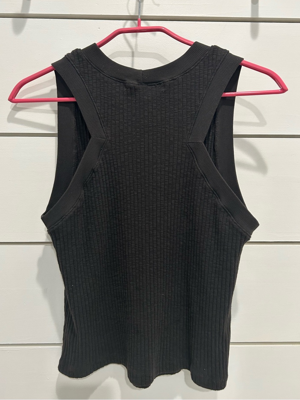 Project Social T Ribbed Tank Dark Charcoal - Racerback-Style Armhole